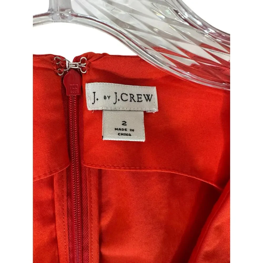 J.Crew Orange Organic Cotton Classy Dressy‎ Sleeve Wrap Top Shirtdress Size 2